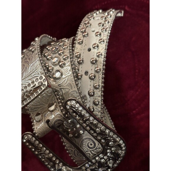 ? RARE Rhinestone Belt Clear Ice White Silver HTF Quality Western Cowgirl main image 11